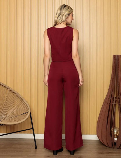 Women's Vest and Tailored Trousers Set - Elegant Fashion