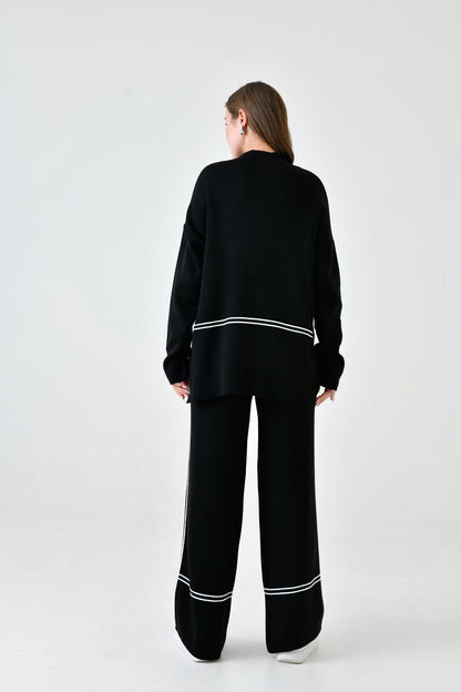 Knit Set with Turtleneck Mullet Sweater and Pants