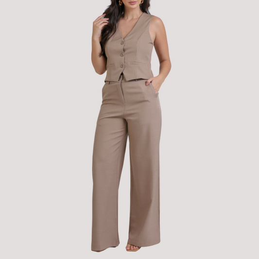 Women's Vest and Tailored Trousers Set - Elegant Fashion